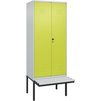 C+P Schwarz-Weiß-Spind Classic PLUS, 2 Abteile, HxBxT 2.120 x 800 x 815 mm, für Vorhängeschloss, auskragende Bank aus Kunststoff, lichtgrau, clowngrün C+P Schwarz-Weiß-Spind Classic PLUS, 2 Abteile, HxBxT 2.120 x 800 x 815 mm, für Vorhängeschloss, auskragende Bank aus Kunststoff, lichtgrau, clowngrün von C+P
