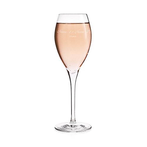 Herz & Heim® Champagner Glas mit Gravur zur Hochzeit mit Namen u. Datum von Herz & Heim