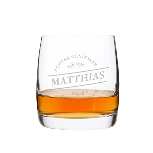 Privatglas Whiskeyglas (Bohemia) - mit kostenloser Gravur - tolle Geschenkidee für Ihren Lieblingsmenschen Motiv Echter Geniesser von Privatglas