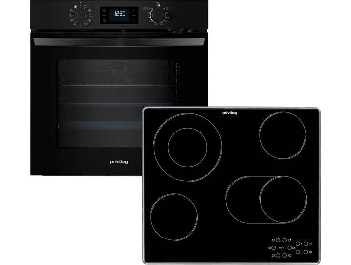 PRIVILEG Backofen-Set BAKO Turn&Cook 455 BLACK , A++ (A+++-D), schwarz glass, edelstahl, Herdsets, Hydrolyse & Pyrolyse - zwei Reinigungsfunktionen für jeden Bedarf von Privileg