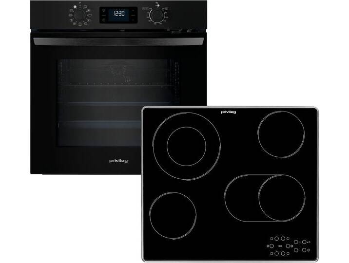 PRIVILEG Backofen-Set BAKO Turn&Cook 455 BLACK , A++ (A+++-D), schwarz glass, edelstahl, Herdsets, Hydrolyse & Pyrolyse - zwei Reinigungsfunktionen für jeden Bedarf von Privileg