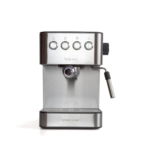 PRIXTON - Verona Espressomaschine -Druck 20 bar - Leistung 850W - Siebträger mit Doppelauslauf für 2 Kaffees - Integrierter Dampfgarer zum Erhitzen und Aufschäumen - Rostfreier Stahl von PRIXTON