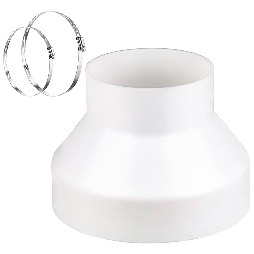Prmape Abluftschlauch Adapter 150mm auf 100mm, Rohr Reduzierstück Auspuff Adapter mit 2 Edelstahl Schlauchschellen, Universal Reduzierstück für Lüftungssysteme für Abluftschlauch von Prmape