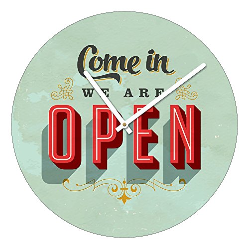 Pro-Art ta033 Glas-Wanduhr Time-Art, Come in we are open, Durchmesser 40 cm von Pro-Art