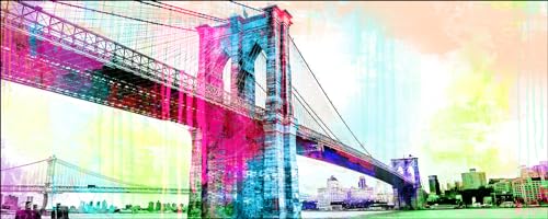 Pro-Art Glasbild Brooklyn Bridge In Colors, 50x125 cm von Pro-Art