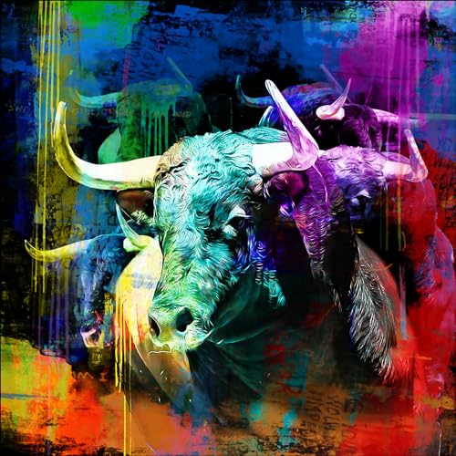 Pro-Art Glasbild Colorful Bull Head, 50x50 cm von Pro-Art