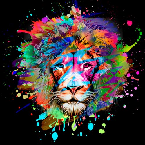 Pro-Art Glasbild Colorful Lion Head III, 50x50 cm von Pro-Art