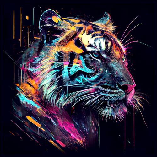 Pro-Art Glasbild Colorful Tiger Head II, 30x30 cm von Pro-Art