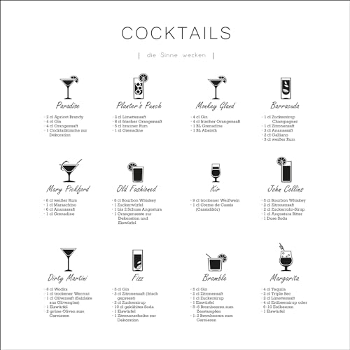 Pro-Art Glasbild Different Cocktails, 50x50 cm von Pro-Art