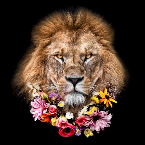 Pro-Art Glasbild Flowered Lion, 20x20 cm von Pro-Art