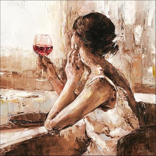 Pro-Art Glasbild Girl With Wine Glass, 80x80 cm von Pro-Art