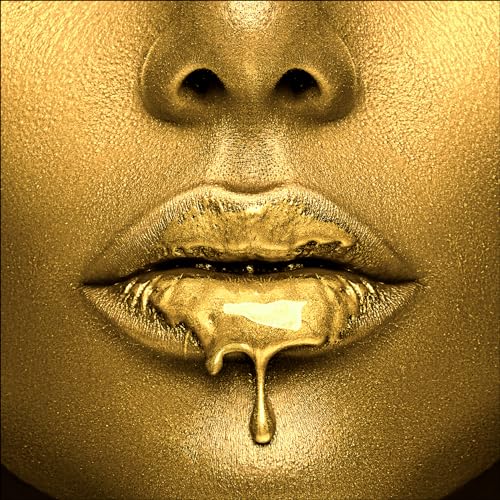 Pro-Art Glasbild Golden Lips I, 80x80 cm von Pro-Art