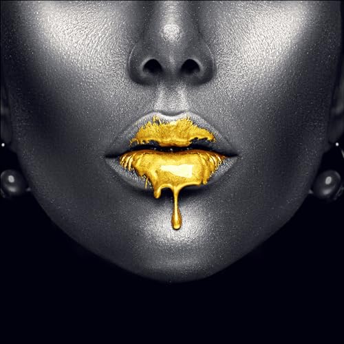 Pro-Art Glasbild Golden Lips II, 20x20 cm von Pro-Art