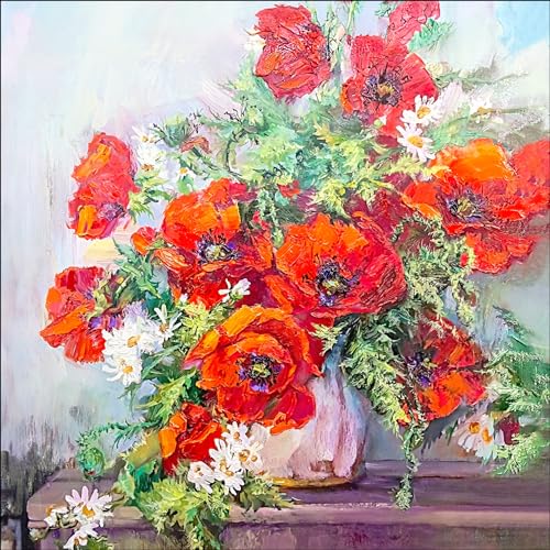 Pro-Art Glasbild Still Life Red Flowers, 50x50 cm von Pro-Art