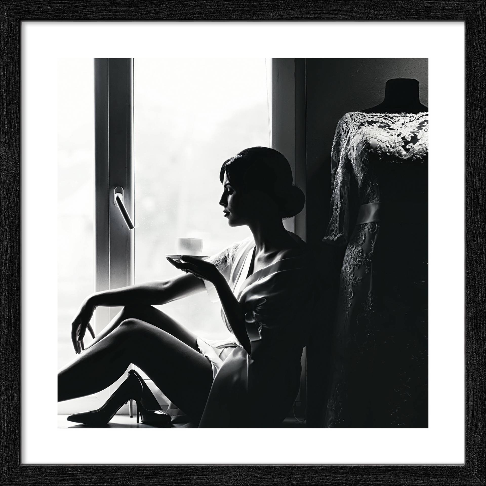 Pro-Art Kunstdruck Framed-Art 'Lady Drinking Coffee' 33 x 33 cm von Pro-Art