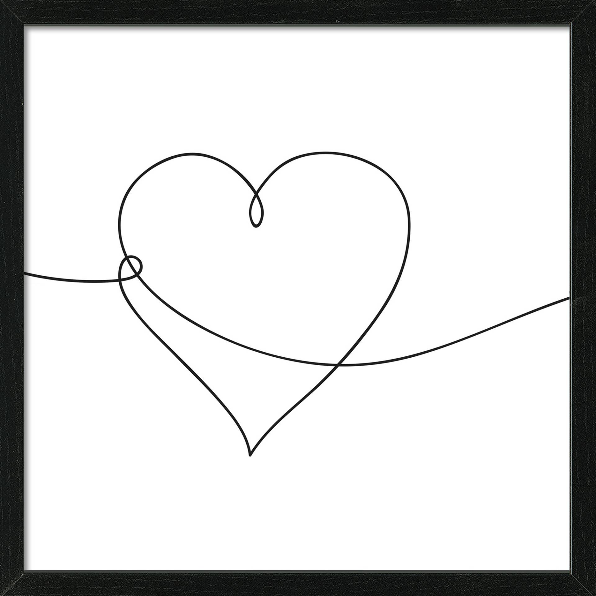 Pro-Art Kunstdruck Framed-Art 'Line Art Heart' 33 x 33 cm von Pro-Art