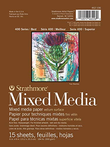 Mixed Media-Pergamentpapierblock Pro-Art von Strathmore, 15,2 cm x 20,3 cm, 15 Blätter, Mehrfarbig von Strathmore