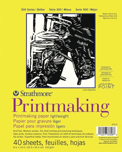 Strathmore Druckgrafik der Serie 300 Druckpapierblock, 20,3 x 27,9 cm, 40 Blatt, Papier, weiß, 8x10 von Strathmore