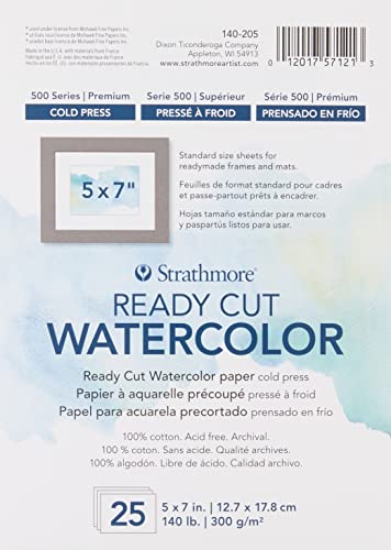 Strathmore 140-205 Aquarell, fertig geschnitten, kaltpresse, 12,7 x 17,8 cm, weiß, 25 Blatt, Mehrfarbig von Strathmore