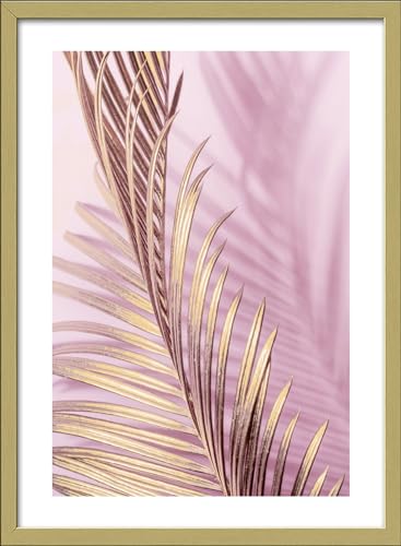 Pro-Art gerahmtes Wandbild Scandic Living Golden Palm Leaf, 55x75 cm von Pro-Art