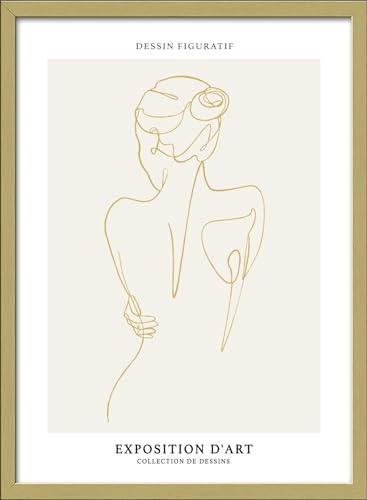 Pro-Art gerahmtes Wandbild Scandic Living Line Art Body Gold, 55x75 cm von Pro-Art