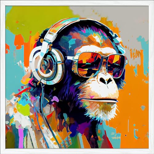 Pro-Art gerahmtes Wandbild Slim Scandic Animals With Headphones I, 52,5x52,5 cm von Pro-Art