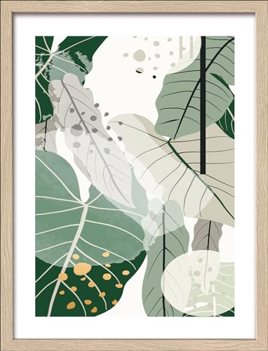 Pro-Art gerahmtes Wandbild Slim Scandic Big Green Leaves I, 42,5x32,5 cm von Pro-Art