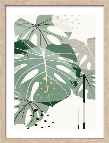Pro-Art gerahmtes Wandbild Slim Scandic Big Green Leaves II, 42,5x32,5 cm von Pro-Art