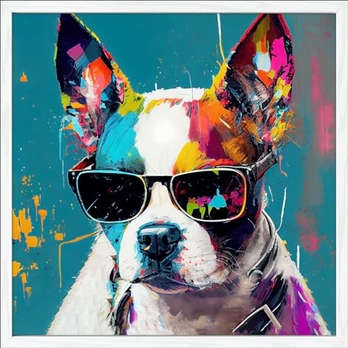 Pro-Art gerahmtes Wandbild Slim Scandic Dog With Sunglasses I, 52,5x52,5 cm von Pro-Art