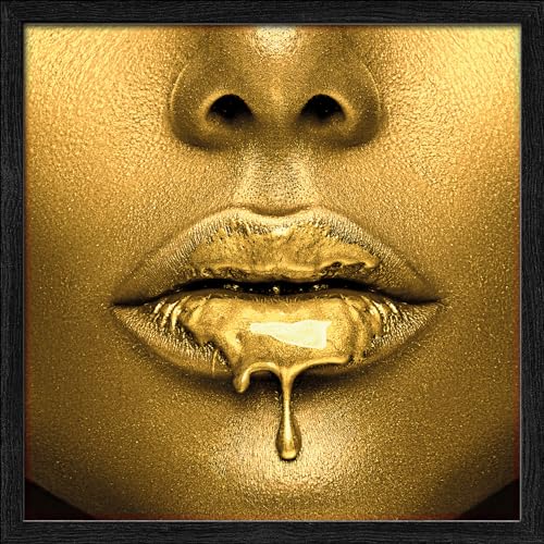 Pro-Art gerahmtes Wandbild Slim Scandic Golden Lips I, 32,5x32,5 cm von Pro-Art