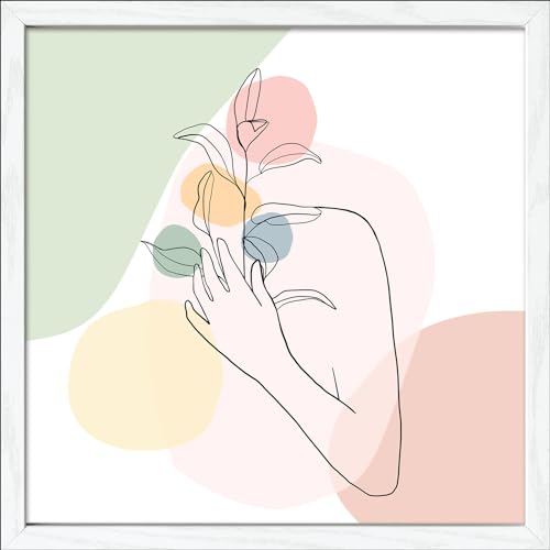 Pro-Art gerahmtes Wandbild Slim Scandic Line Art Flowers V, 32,5x32,5 cm von Pro-Art