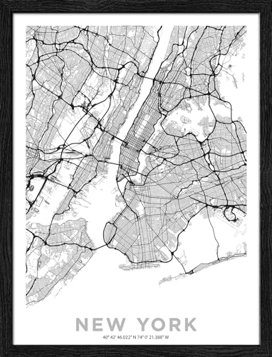 Pro-Art gerahmtes Wandbild Slim Scandic New York Citymap I, 42,5x32,5 cm von Pro-Art-Bilderpalette