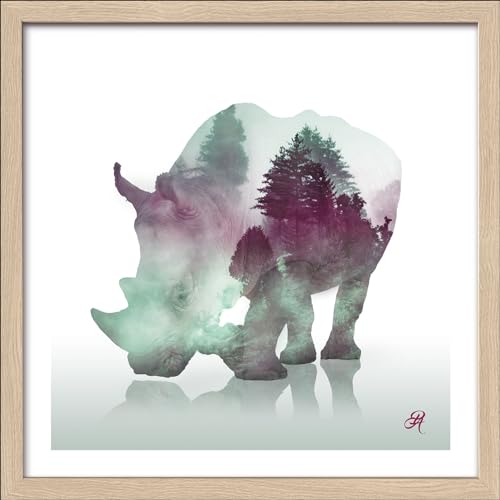 Pro-Art gerahmtes Wandbild Slim Scandic Ornamental Rhino, 32,5x32,5 cm von Pro-Art