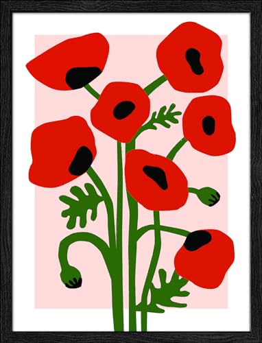 Pro-Art gerahmtes Wandbild Slim Scandic Painted Poppies, 42,5x32,5 cm von Pro-Art