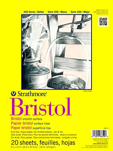 Pro-Art 300 Series Smooth Pad Strathmore Bristol Zeichenblock, glatt, 22,9 x 30,5 cm, 20 Blatt, Papier, White, One Size von Strathmore