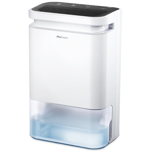 Pro Breeze 10L Luftentfeuchter mit Trockenmittel für kalte Umgebungen – Bautrockner mit Zeitschaltuhr, LED Display, Ablaufschlauch, antibakterieller Filter, optimal gegen Schimmel im Keller von Pro Breeze