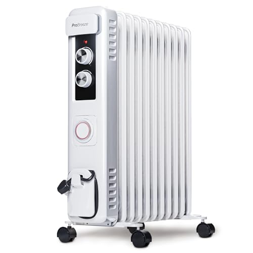 Pro Breeze 2500W Ölradiator mit 11 Heizrippen, Elektrischer Heizkörper, 24h Timer, Ölradiator energiesparend, 3 Heizstufen, Einstellbares Thermostat & Sicherheitsabschaltfunktion von Pro Breeze