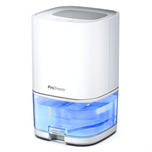 Pro Breeze Luftentfeuchter 1000ml mit Zeitschaltuhr und Nachtlicht - Luftentfeuchter elektrisch gegen Feuchtigkeit, Schmutz, Schimmel in Badezimmer, Schlafzimmer, Kleiderschrank und Keller - Weiß von Pro Breeze