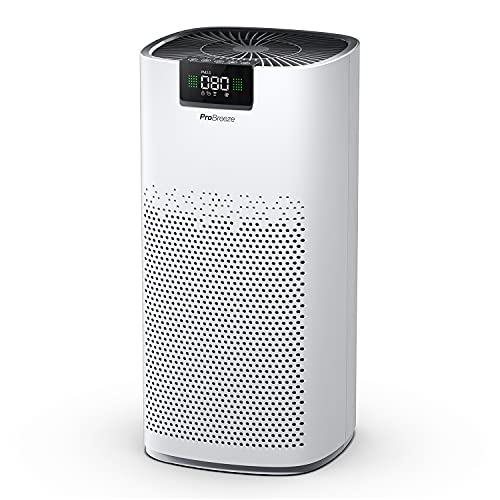 Pro Breeze Luftreiniger Hepa 13 Filter mit UV-C Lampe, Luft Ionisierer & Aktivkohlefilter, CADR 460m3 - Air Purifier mit Luftqualitätsmesser für große Räume bis 140m² - bis zu 99.95% Filterleistung von Pro Breeze