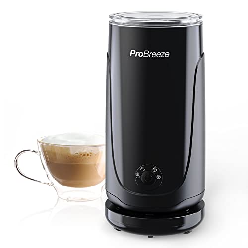 Pro Breeze Milchaufschäumer elektrisch - Elektrischer Milchaufschäumer für kalten und warmen Milchschaum - Milchschäumer elektrisch für Kaffee, Cappuccino, Kakao - Antihaftbeschichtung - Schwarz von Pro Breeze