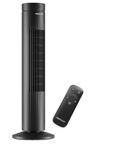 Pro Breeze Turmventilator, Ventilator 70° Oszillation, Säulenventilator mit 3 Geschwindigkeitsstufen, 60W Ventilator mit Fernbedienung und Timer, 79 cm Höhe, Schwarz von Pro Breeze
