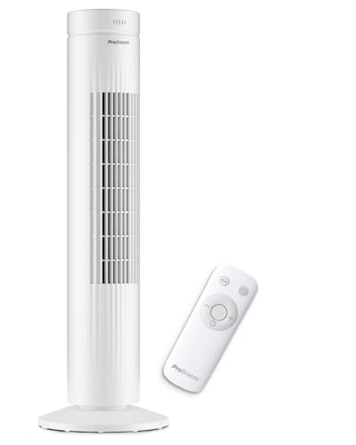 Pro Breeze Turmventilator, Ventilator 70° Oszillation, Säulenventilator mit 3 Geschwindigkeitsstufen, 60W Ventilator mit Fernbedienung und Timer, 79 cm Höhe, Weiß von Pro Breeze