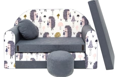 Pro Cosmo Kindersofa Bettfunktion 3in1 Sofa + Gratis Polsterhocker und Kissen Kindermöbel Set - AX1 von Pro Cosmo