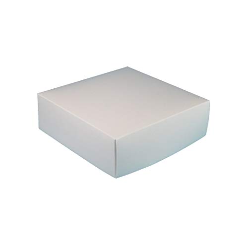 100 Cakeboxen Donutbox Krapfenbox Berlinerkarton Präsentbox Tortenkarton Faltbox weiß glänzend 21x21x7cm Frischfaser Premium - Inkl. VerpG in D von Pro DP