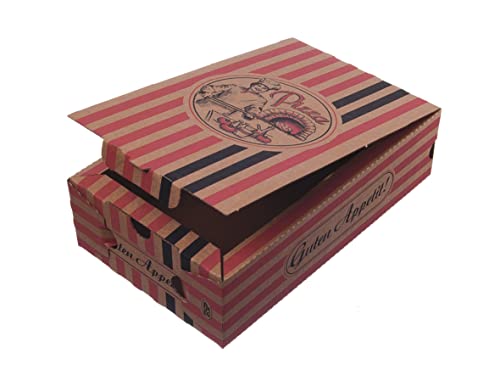 100 Pizza Calzone Kartons Calzoneboxen Calzonekartons M 27x16x7cm mit Neutralmotiv braun gestreift - Inkl. VerpackG in D von Pro DP