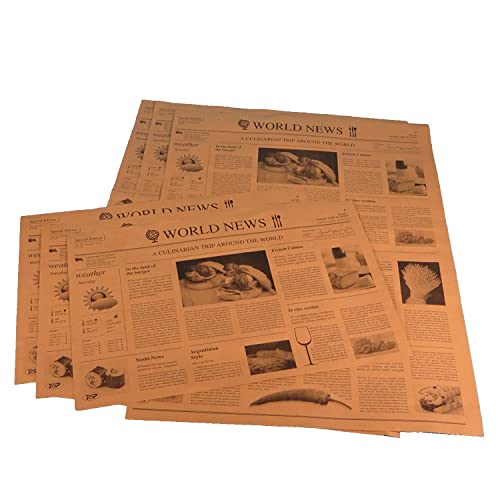 1000 Blatt Bio Burger Einschlagpapier Hamburgerpapier Sandwichpapier Frischhaltepapier Pergamentersatz braun fettdicht Motiv Zeitung/mit Zeitungsdruck braun 25x38cm - Inkl. VerpG in D von Pro DP