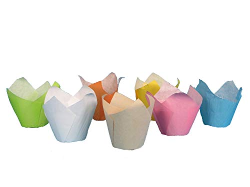 1000 Muffinförmchen Muffin Tulip Cups Cupcake Gebäckkapseln Backformen Papier verschiedene Farben, Rosa, Orange, Gelb, Limone, Hellblau, Boden Ø5cm 9cm hoch (Gelb) von Pro DP