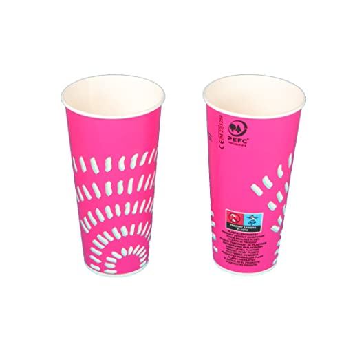 1000 Trinkbecher Kaltgetränkebecher Colabecher Shakebecher Papier Papptrinkbecher 0,5l 500ml Pink mit Eichstrich - Inkl. VerpG inD von Pro DP