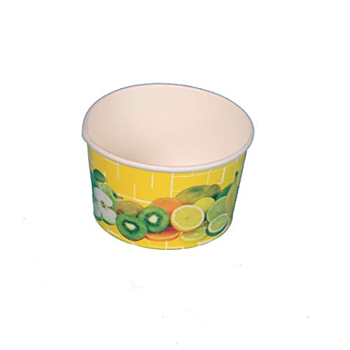 1200 Eisbecher Eiskrem Frozen Yoghurt to go Becher 260ml Papier/Pappe Gelb Früchte Ø92mm 55mm hoch Made in Germany - Inkl. VerpG von Pro DP