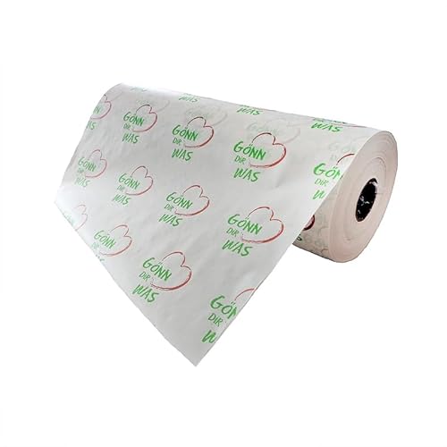 1x Rollenpapier Einschlagpapier Bäckerseide Secare Rolle weiß "Gönn dir was" 40g/m² 50cm breit 10kg von Pro DP